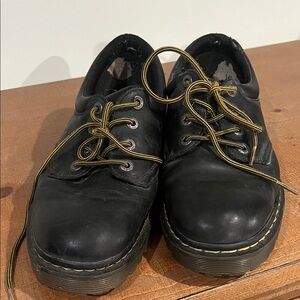Dr. Martens Black Leather Oxfords with Gold Laces